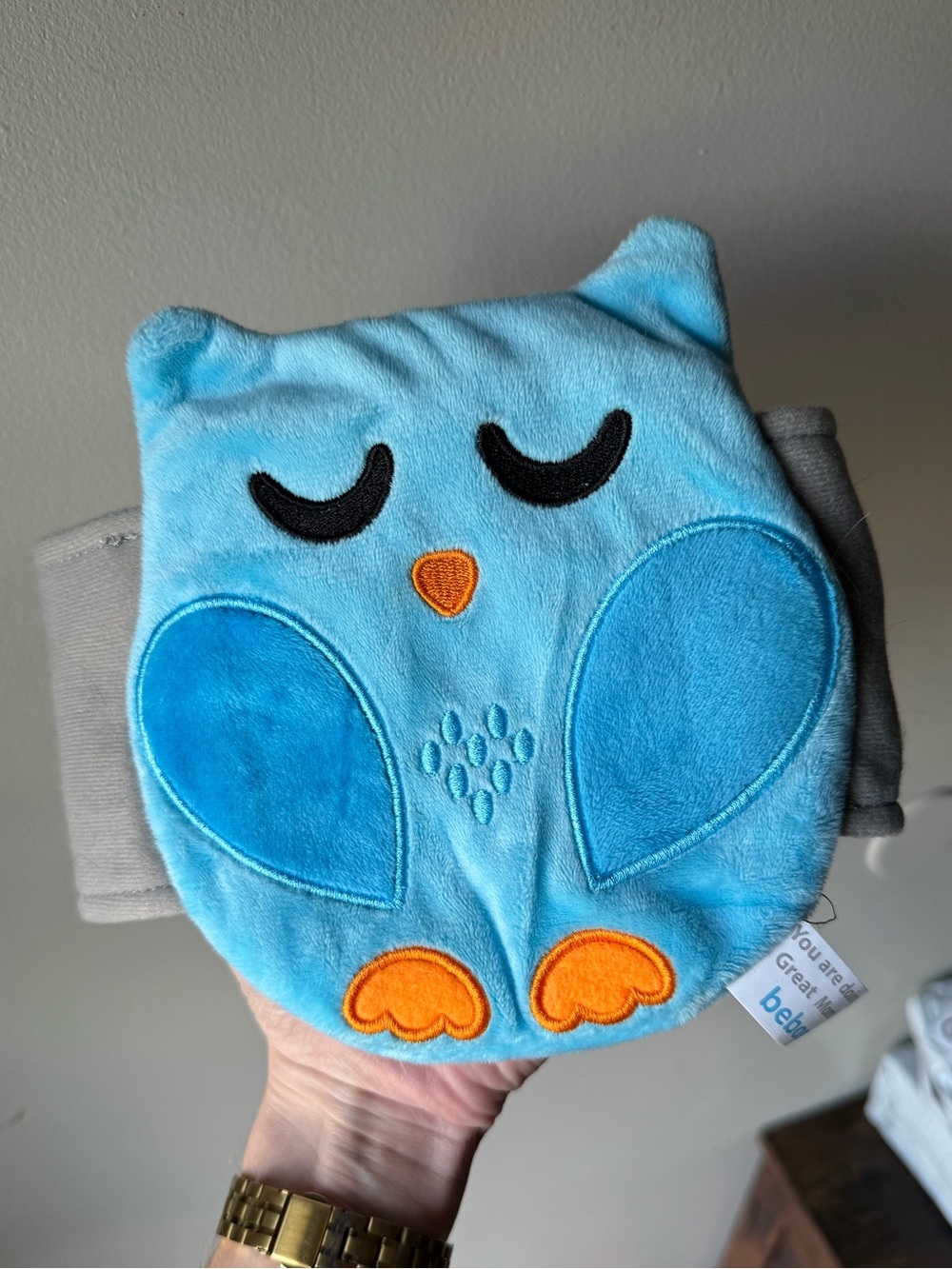 Bebon Baby Colic Gas Relief Heated Tummy Wrap Belly Hugger Band Blue Owl